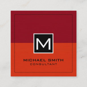 Carte De Visite Carré Monogramme professionnel Maroon rouge moderne