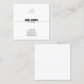 Carte De Visite Carré Monogramme professionnel moderne Chic Sleek Plain (Devant / Derrière)