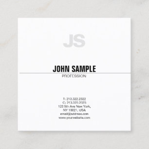 Carte De Visite Carré Monogramme professionnel moderne Chic Sleek Plain