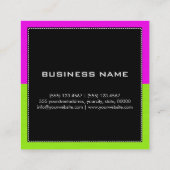 Carte De Visite Carré Monogramme professionnel Moderne Lime Magenta (Dos)