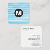 Carte De Visite Carré Monogramme rond - Courbe bleue (Devant / Derrière)