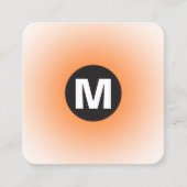 Carte De Visite Carré Monogramme rond - Dégradé - Orange sur blanc (Devant)