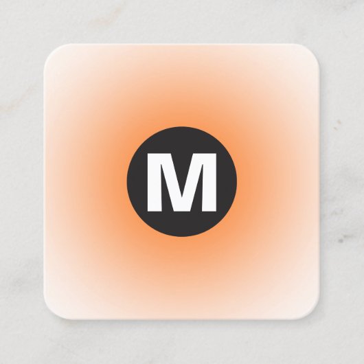 Carte De Visite Carré Monogramme rond - Dégradé - Orange sur blanc (Devant)