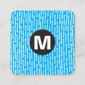 Carte De Visite Carré Monogramme rond - Lignes - Bleu #00B0EF (Devant)