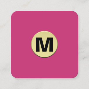 Carte De Visite Carré Monogramme rond Or 3d - Magenta profond