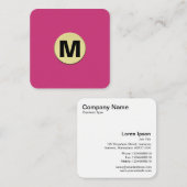 Carte De Visite Carré Monogramme rond Or 3d - Magenta profond (Devant / Derrière)