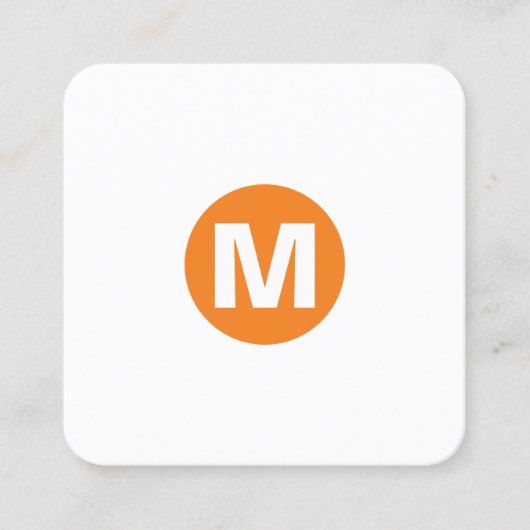 Carte De Visite Carré Monogramme rond - Orange (Devant)