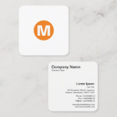 Carte De Visite Carré Monogramme rond - Orange (Devant / Derrière)
