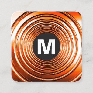 Carte De Visite Carré Monogramme rond - Orange long printemps