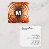 Carte De Visite Carré Monogramme rond - Orange long printemps (Devant / Derrière)