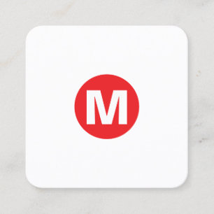 Carte De Visite Carré Monogramme rond - Rouge