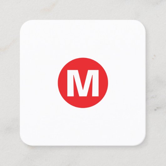 Carte De Visite Carré Monogramme rond - Rouge (Devant)