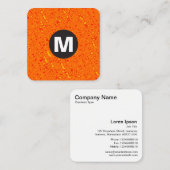 Carte De Visite Carré Monogramme rond - Texture orange (Devant / Derrière)