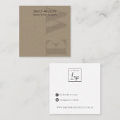 Carte De Visite Carré Monogramme Rustique Kraft Écran à oreille (Devant / Derrière)