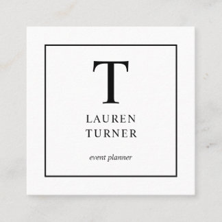 Carte De Visite Carré Monogramme simple noir et blanc