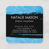 Carte De Visite Carré Monogramme sur Blue Grunge Expressif (Dos)