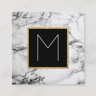 Carte De Visite Carré monogramme sur le marbre