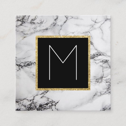 Carte De Visite Carré monogramme sur le marbre (Devant)