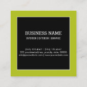 Carte De Visite Carré Monogramme vert Acide Noir Professionnel (Dos)