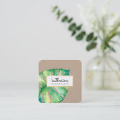 Carte De Visite Carré MONSTERA LEAF éco peint aquarelle moderne kraft (Debout devant)