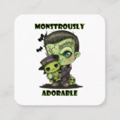 Carte De Visite Carré Monstre Frankenstein mignon avec plushie (Devant)