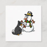 Carte De Visite Carré Mont Snowman Christmas<br><div class="desc">This Bernese Mountain Dog Snowman Christmas design makes a great venft for a Bernese Mountain Dog owner. Dactylographie</div>