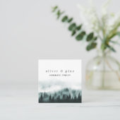 Carte De Visite Carré Montagne brumeuse à l'aquarelle (Debout devant)