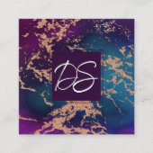 Carte De Visite Carré Moody Luxe Marble | Profond violet et Turquoise mo (Devant)