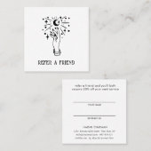 CARTE DE VISITE CARRÉ MOON PSYCHIC MOYEN PALM LECTURE REFER AMI (Devant / Derrière)