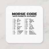 Carte De Visite Carré Morse Code Alphabet phonétique OTAN (Dos)