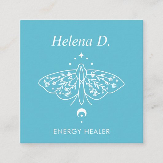 Carte De Visite Carré Moth Butterfly Lune Phase Reiki Praticien Yoga (Devant)