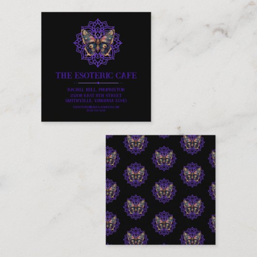 Carte De Visite Carré Moth Mandala (Devant / Derrière)