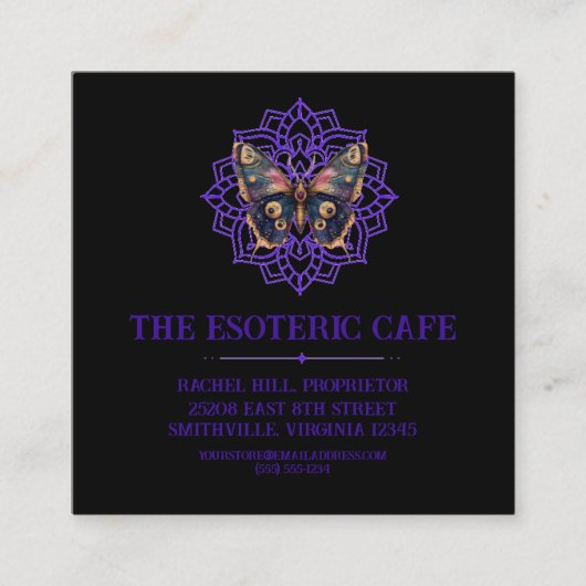 Carte De Visite Carré Moth Mandala (Devant)