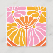 Carte De Visite Carré Motif à fleurs rétro Boho (Devant)