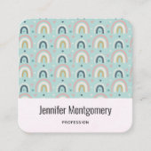 Carte De Visite Carré Motif arc-en-ciel blanc mignon (Devant)