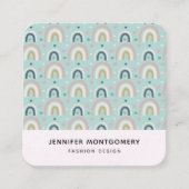 Carte De Visite Carré Motif arc-en-ciel blanc mignon (Devant)