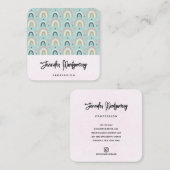 Carte De Visite Carré Motif arc-en-ciel blanc mignon (Devant / Derrière)