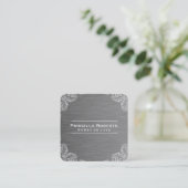 Carte De Visite Carré Motif | Arrière - plan en acier métallique (Debout devant)