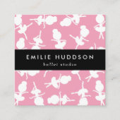 Carte De Visite Carré Motif Ballerina, Enseignant de ballet, Studio de d (Devant)