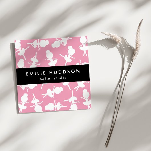Carte De Visite Carré Motif Ballerina, Enseignant de ballet, Studio de d