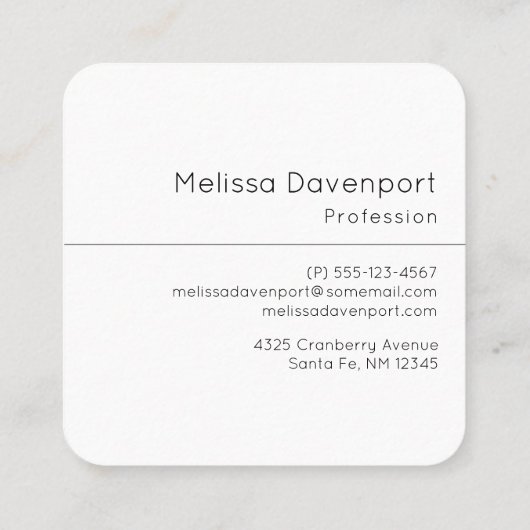 Carte De Visite Carré Motif d'aquarelle rose et gris (Dos)