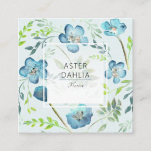 Carte De Visite Carré Motif d'aquarelle vert Boho