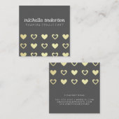 Carte De Visite Carré Motif de Coeurs d'or cutesy (Devant / Derrière)