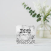 Carte De Visite Carré Motif de Damas de marbre (Debout devant)