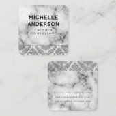 Carte De Visite Carré Motif de Damas de marbre (Devant / Derrière)