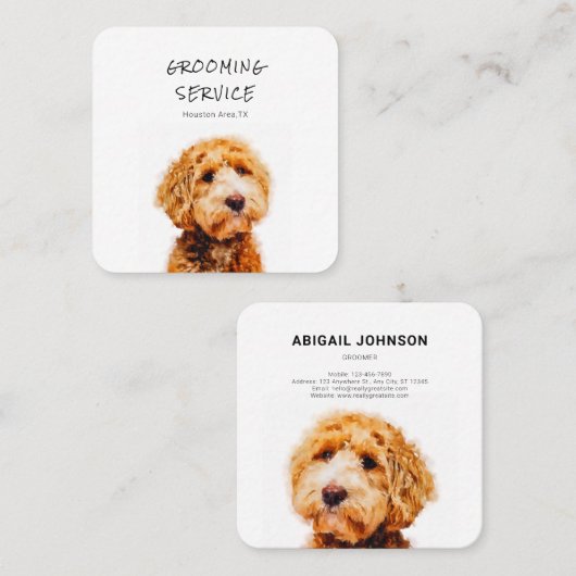 Carte De Visite Carré Motif de de caniche à mignons imprimés (Devant / Derrière)