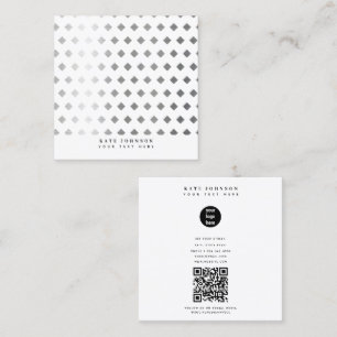 Carte De Visite Carré Motif de diamants blanc gris argenté décoratif