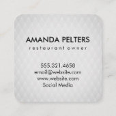 Carte De Visite Carré Motif de diamants chic en argent (Dos)