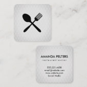 Carte De Visite Carré Motif de diamants chic en argent (Devant / Derrière)