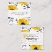 Carte De Visite Carré Motif de fleurs jaune Girly à la mode (Devant / Derrière)